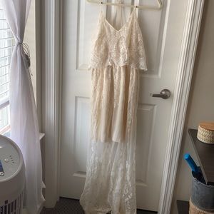 ivory lace maxi dress